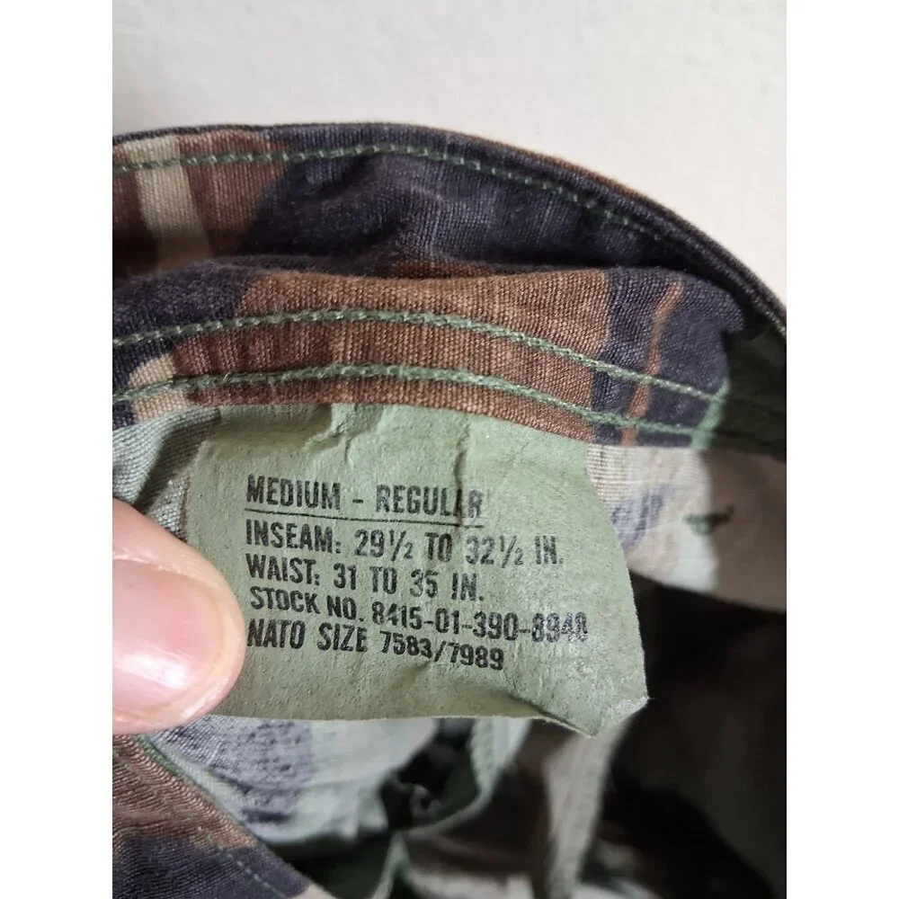Military Fatigues Woodland Camouflage Pants Grunge Y2K Hunting Size Medium Regul